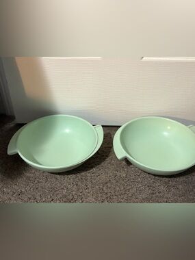 Bonton Pale Mint Melmac 2 winged Round Serving Bowls